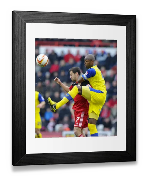 Framed Print : Battling for Supremacy: Sam Baldock vs. Anthony Gardner - Bristol City vs. Sheffield Wednesday, April 1, 2013