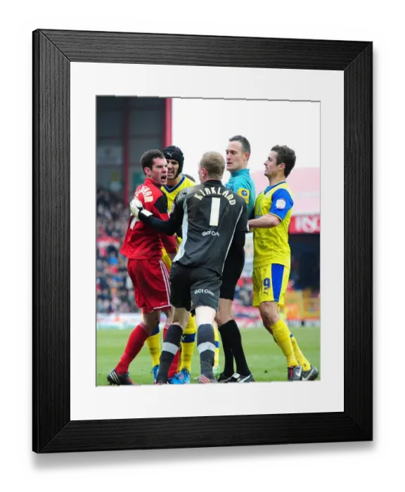 Framed Print : Controversial Penalty and Heated Confrontation: Greg Cunningham's Disputed Dive Sparks Tension Between Bristol City and Sheffield Wednesday Players Framed Print : Controversial Penalty and Heated Confrontation: Greg Cunningham's Disputed Dive Sparks Tension Between Bristol City and Sheffield Wednesday Players