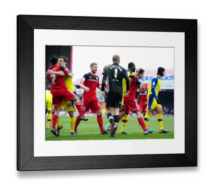 Framed Print : Penalty Dispute: Heated Altercation Between Players Erupts at Bristol City vs Sheffield Wednesday Framed Print : Penalty Dispute: Heated Altercation Between Players Erupts at Bristol City vs Sheffield Wednesday