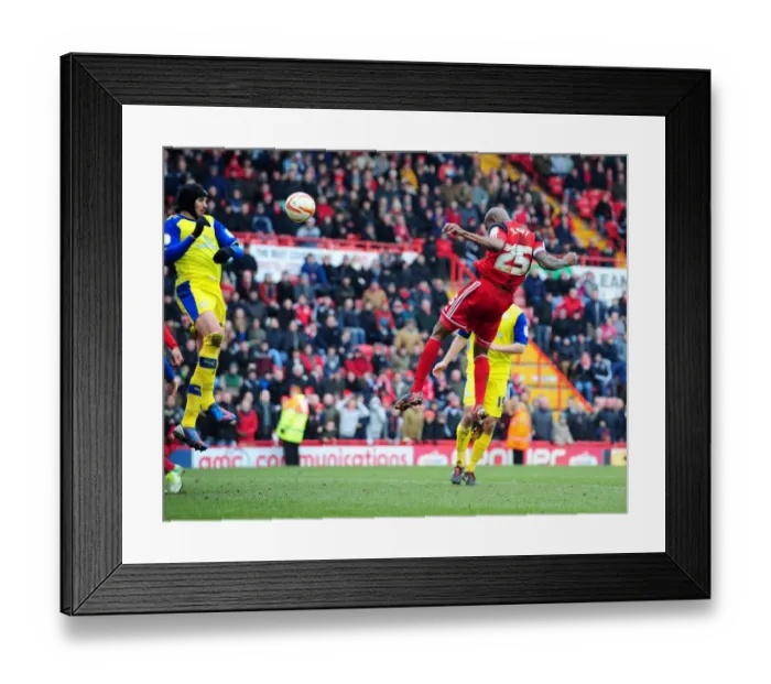 Framed Print : Controversial Moment: Llera Stops Elliott's Goal-bound Header with His Arm (Bristol City vs Sheffield Wednesday, 2013) Framed Print : Controversial Moment: Llera Stops Elliott's Goal-bound Header with His Arm (Bristol City vs Sheffield Wednesday, 2013)
