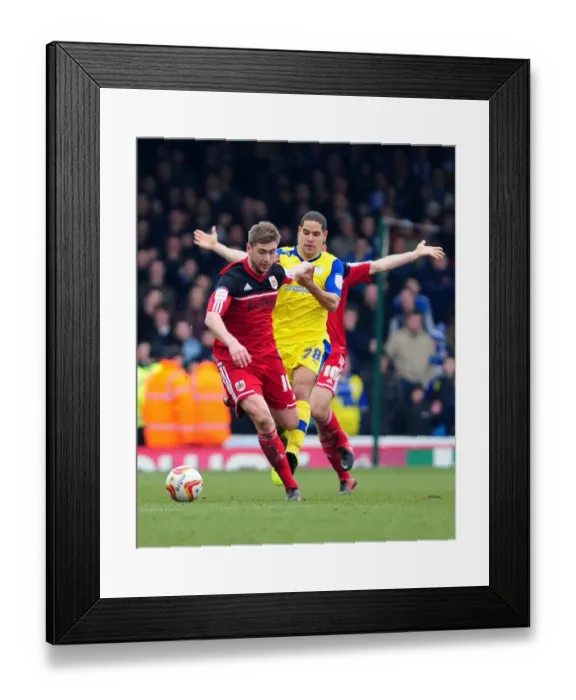 Framed Print : Bristol City's Steven Davies Foul Suffers as Giles Coke of Sheffield Wednesday Stamps on His Leg Framed Print : Bristol City's Steven Davies Foul Suffers as Giles Coke of Sheffield Wednesday Stamps on His Leg