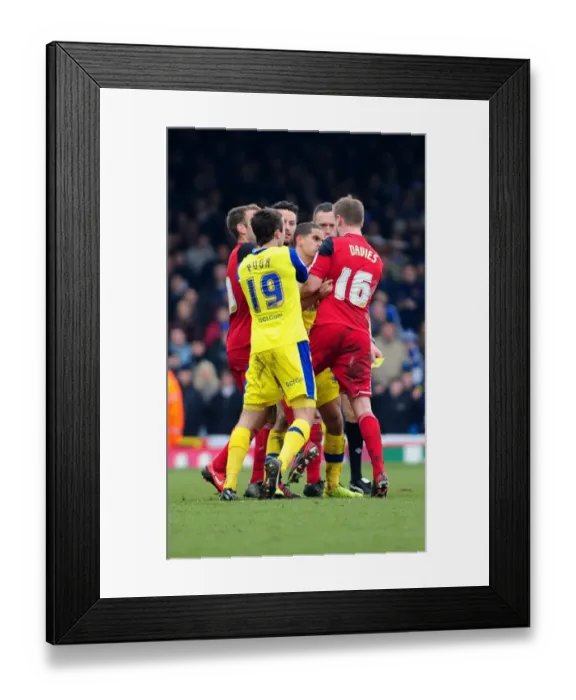 Framed Print : Steven Davies vs Giles Coke: A Fierce Rivalry Unfolds on the Field - Bristol City vs Sheffield Wednesday, Npower Championship