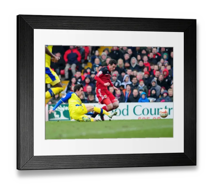 Framed Print : Challenge and Controversy: Cunningham vs. Lee in the Box - Bristol City vs. Sheffield Wednesday, 01 / 04 / 2013