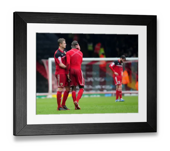 Framed Print : Bristol City's Steven Davies and Albert Adomah: A Moment of Reunion after the Final Whistle (Bristol City V Bolton Wanderers, Npower Championship) Framed Print : Bristol City's Steven Davies and Albert Adomah: A Moment of Reunion after the Final Whistle (Bristol City V Bolton Wanderers, Npower Championship)