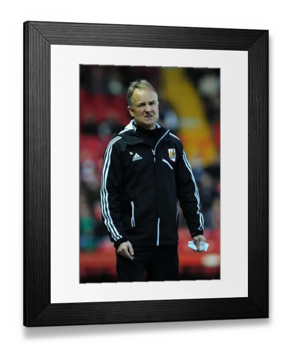Framed Print : Sean O'Driscoll's Frustration: A Defining Moment at Ashton Gate - Bristol City vs Birmingham City, April 16, 2013