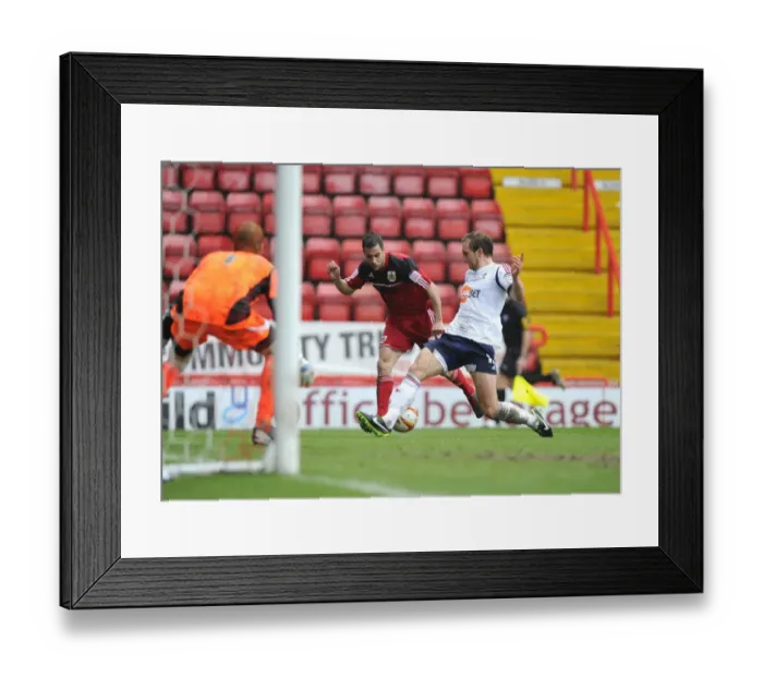 Framed Print : Craig Dawson Stops Sam Baldock's Cross: A Pivotal Moment in Bristol City vs Bolton Wanderers, Npower Championship Match