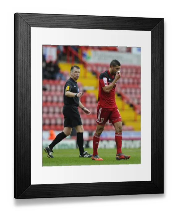 Framed Print : Bristol City's Lewin Nyatanga Suffers Grisly Facial Injury in Clash with Chris Eagles (No Credits) Framed Print : Bristol City's Lewin Nyatanga Suffers Grisly Facial Injury in Clash with Chris Eagles (No Credits)