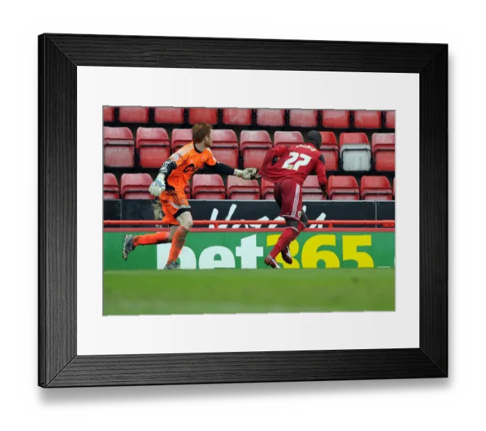 Framed Print : Tense Football Showdown: Bogdan's Last-Minute Save vs Adomah - Bristol City vs Bolton Wanderers