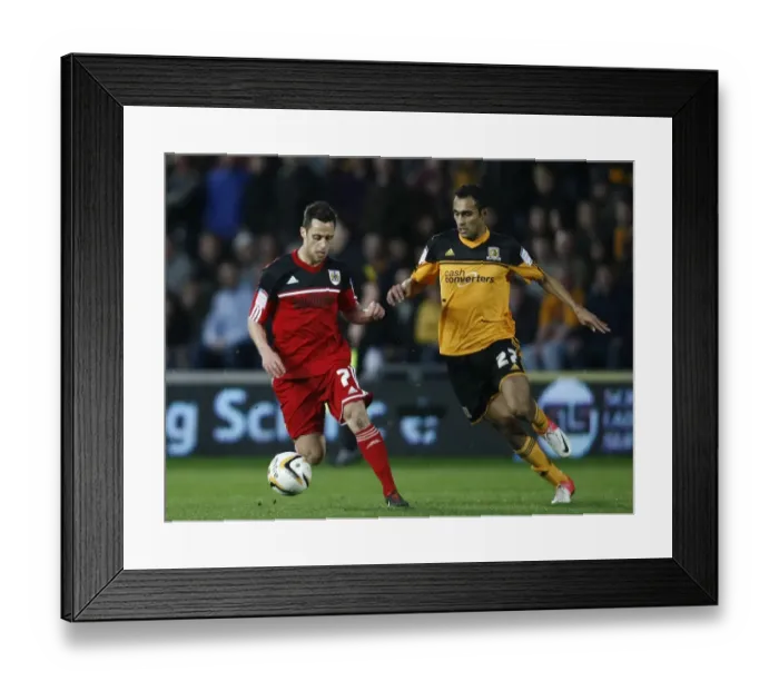 Framed Print : Bristol City's Sam Baldock vs. Hull City's Ahmed Elmohamady - Championship Showdown, 2013