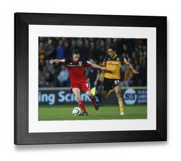 Framed Print : Championship Showdown: Sam Baldock vs. Ahmed Elmohamady, 2013 - A Football Rivalry at Hull's KC Stadium