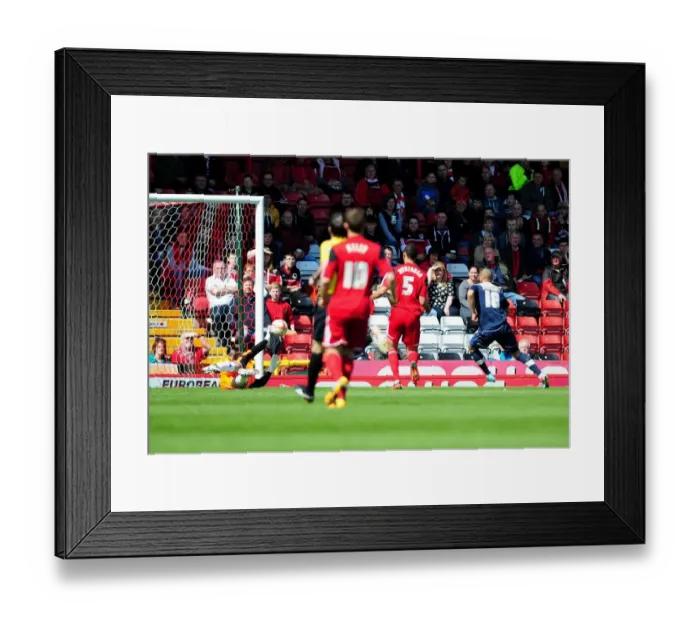 Framed Print : James Vaughan Scores Opening Goal: Bristol City vs Huddersfield Town, 2013 Framed Print : James Vaughan Scores Opening Goal: Bristol City vs Huddersfield Town, 2013