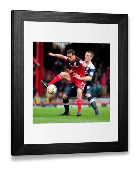 Framed Print : Bristol City's Sam Baldock Battles for Ball Possession Against Huddersfield Town's Peter Clarke Framed Print : Bristol City's Sam Baldock Battles for Ball Possession Against Huddersfield Town's Peter Clarke