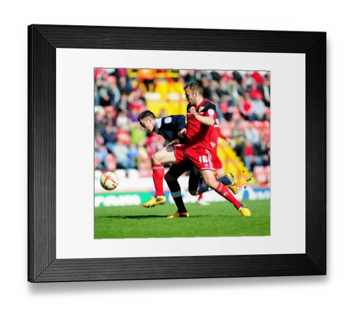 Framed Print : Intense Rivalry: Kelly vs. Novak - A Fight for Ball Possession, Bristol City vs. Huddersfield Town (April 2013) Framed Print : Intense Rivalry: Kelly vs. Novak - A Fight for Ball Possession, Bristol City vs. Huddersfield Town (April 2013)