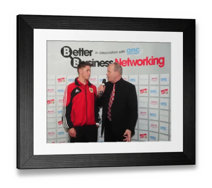 Framed Print : Post-Match Interview: Wes Burns with Paul Cheesley, Ashton Gate, 2013 (Bristol City vs Huddersfield Town)