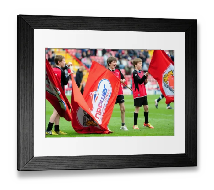Framed Print : Flag Bearers Clash: Bristol City vs Huddersfield Town, Npower Championship 2013 - Ashton Gate Framed Print : Flag Bearers Clash: Bristol City vs Huddersfield Town, Npower Championship 2013 - Ashton Gate