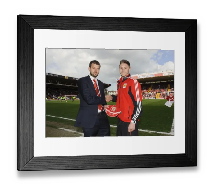 Framed Print : Bristol City FC: Jon Lansdown Presents Wales Age Group Caps to Players during Half Time at Ashton Gate, 2013 (Bristol City vs. Huddersfield, Championship) Framed Print : Bristol City FC: Jon Lansdown Presents Wales Age Group Caps to Players during Half Time at Ashton Gate, 2013 (Bristol City vs. Huddersfield, Championship)