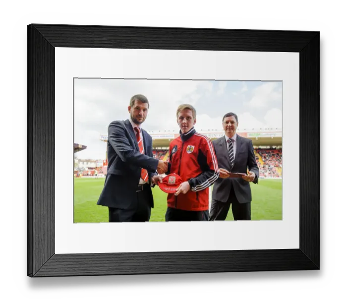 Framed Print : Bristol City Football Club: MD Jon Lansdown Presents Wales Age Group Caps to Players during Half Time at Ashton Gate (Bristol City vs Huddersfield, Championship) Framed Print : Bristol City Football Club: MD Jon Lansdown Presents Wales Age Group Caps to Players during Half Time at Ashton Gate (Bristol City vs Huddersfield, Championship)