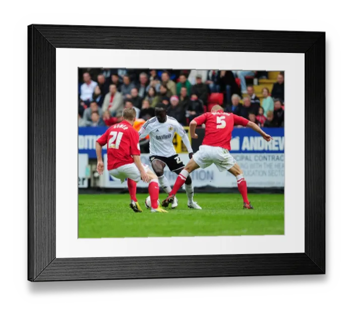 Framed Print : Adomah vs Morrison and Gower: Intense Battle at The Valley, Charlton Athletic vs Bristol City, 2013