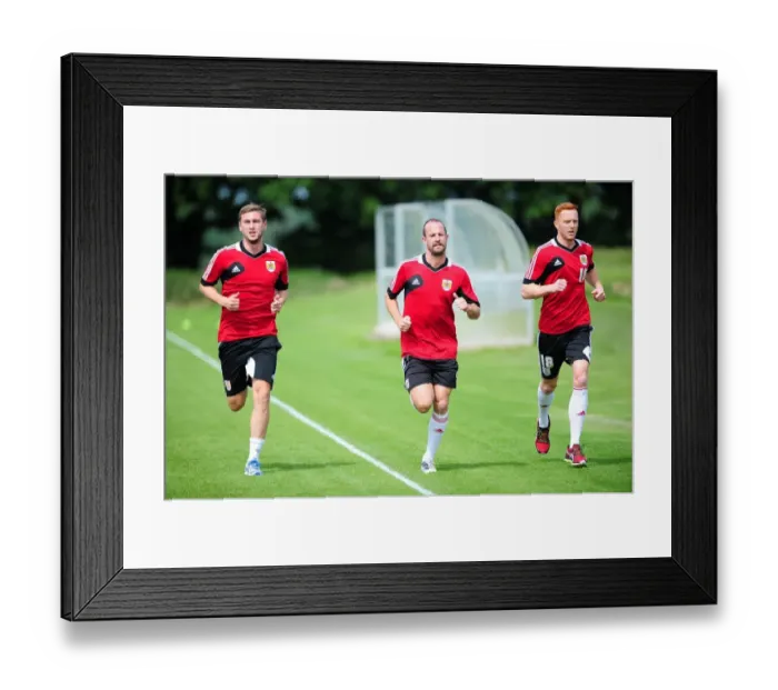 Framed Print : Bristol City FC: Pre-Season Training with Steven Davies, Louis Carey, and Ryan Taylor