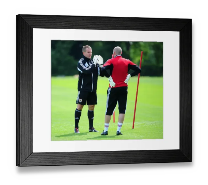 Framed Print : Bristol City FC: Goalkeepers Lee Kendall and Frank Fielding in Pre-Season Training Framed Print : Bristol City FC: Goalkeepers Lee Kendall and Frank Fielding in Pre-Season Training