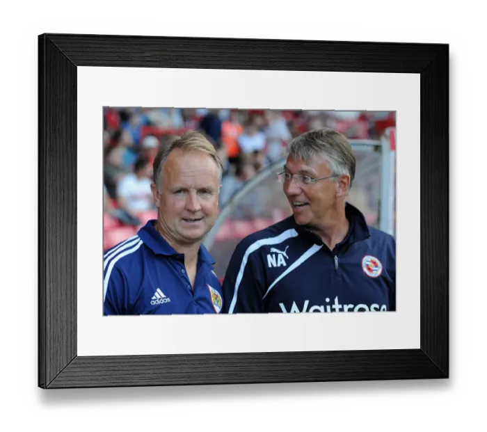 Framed Print : Bristol City vs. Reading: Nigel Adkins and Sean O'Driscoll Share a Light-Hearted Moment on the Touchline