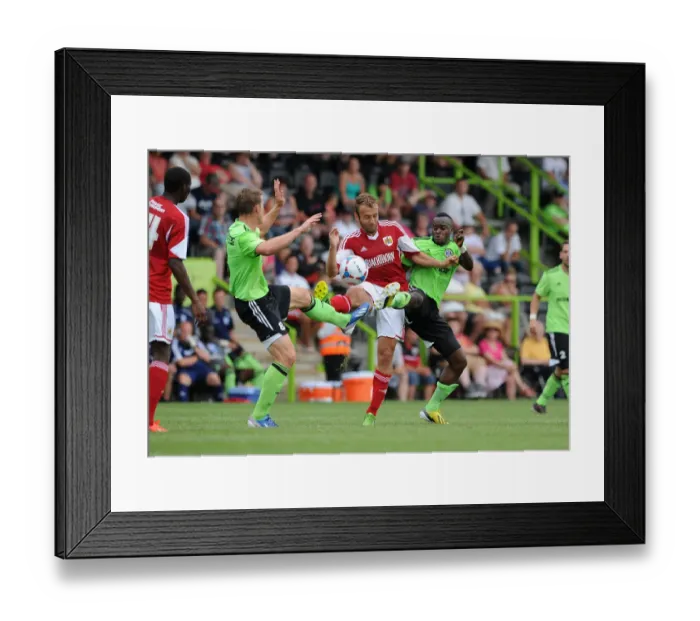 Framed Print : Intense Football Rivalry: Liam Kelly vs. Yan Klukowski and Alhassan Bangura - Forest Green Rovers vs. Bristol City Framed Print : Intense Football Rivalry: Liam Kelly vs. Yan Klukowski and Alhassan Bangura - Forest Green Rovers vs. Bristol City