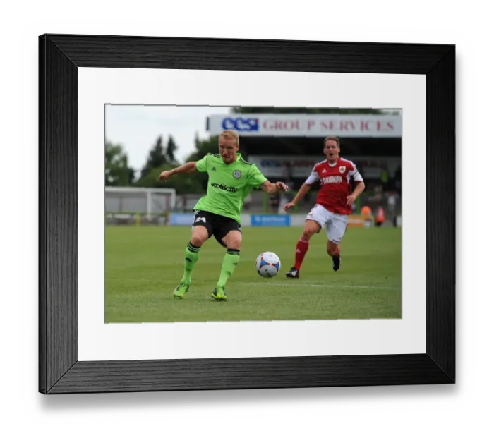 Framed Print : Marcus Kelly in Action: Forest Green Rovers vs. Bristol City Preseason Football Match, 2013