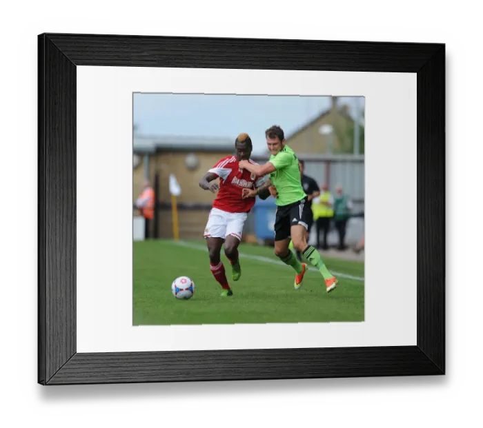 Framed Print : Battling Wings: Forest Green Rovers James Norwood vs. Bristol City's Jordan Wynter - Preseason 2013 Football Rivalry