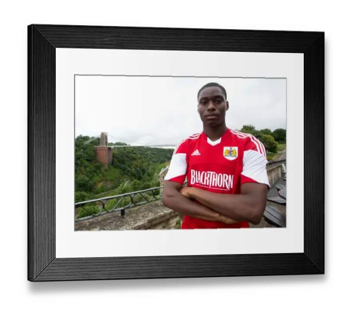 Framed Print : Bristol City Football Team: Focused Expressions of Brendan Moloney at Avon Gorge Hotel Near Clifton Suspension Bridge