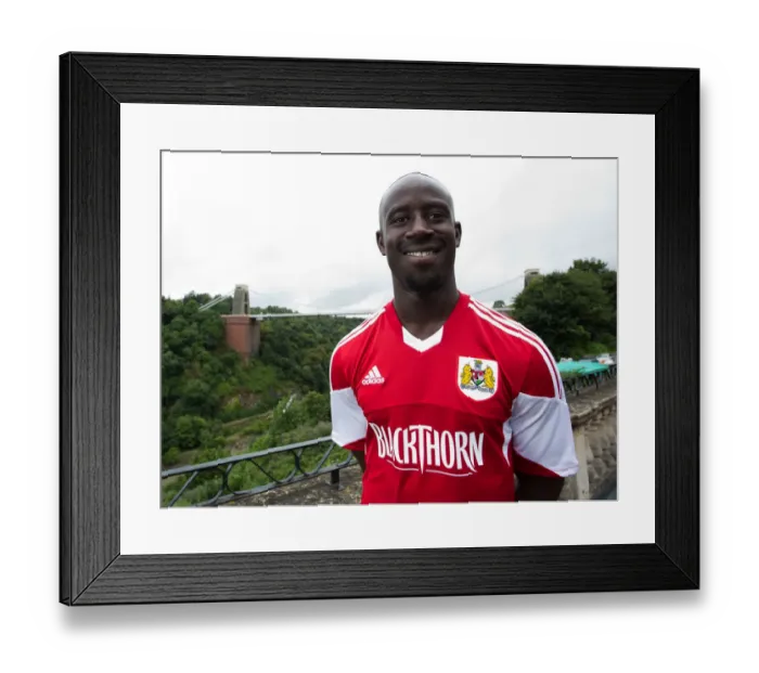 Framed Print : Bristol City Football Team: Albert Adomah Taking Charge at Avon Gorge Hotel, 2013