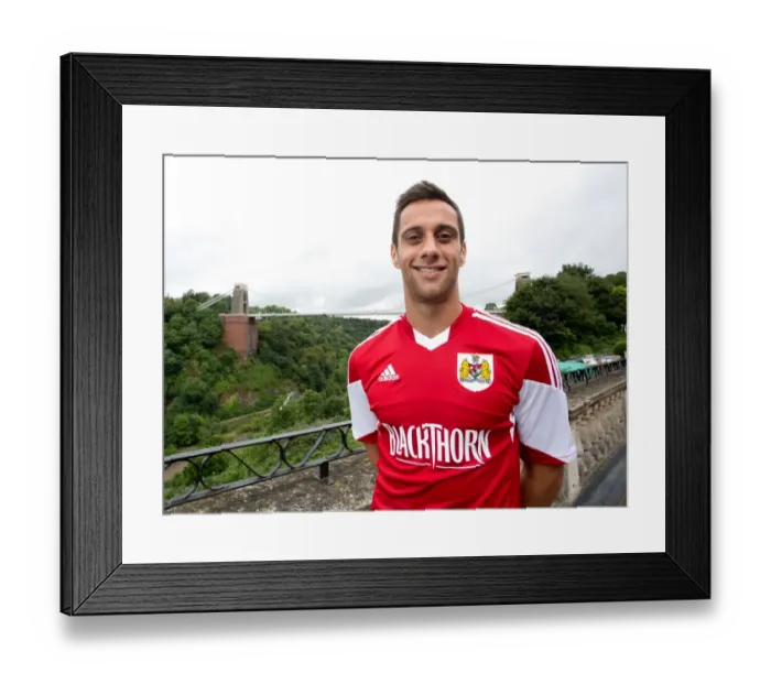 Framed Print : Bristol City Football Club: Sam Baldock's Portraits at Avon Gorge Hotel with Clifton Suspension Bridge Backdrop