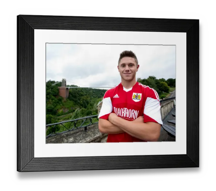 Framed Print : Bristol City Football Team: Head Shots with Brendan Moloney Near Clifton Suspension Bridge