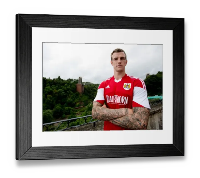 Framed Print : Bristol City Football Team: Aden Flint at Avon Gorge Hotel, Bristol (July 2013)