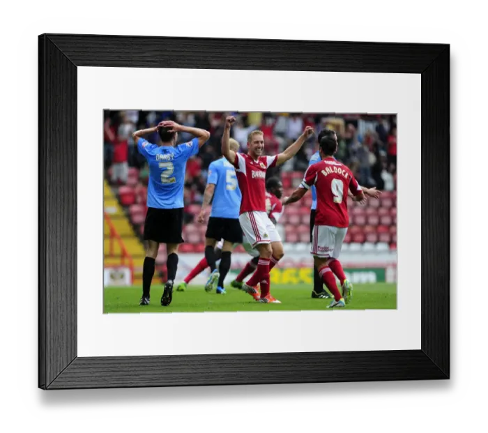 Framed Print : Bristol City Celebrate Jay Emmanuel-Thomas's Goal Against Bradford City, August 2013 Framed Print : Bristol City Celebrate Jay Emmanuel-Thomas's Goal Against Bradford City, August 2013