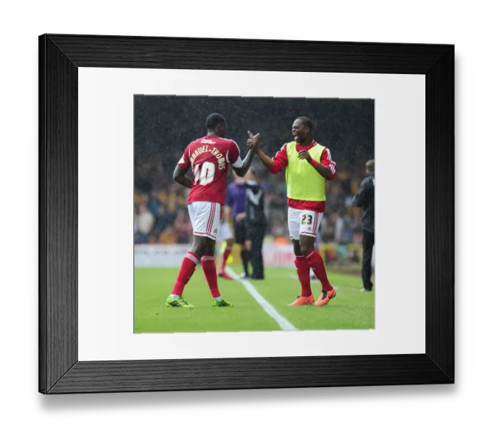 Framed Print : Bristol City: Emmanuel-Thomas and Harewood's Unforgettable Goal Celebration vs. Bradford City (August 3, 2013) Framed Print : Bristol City: Emmanuel-Thomas and Harewood's Unforgettable Goal Celebration vs. Bradford City (August 3, 2013)