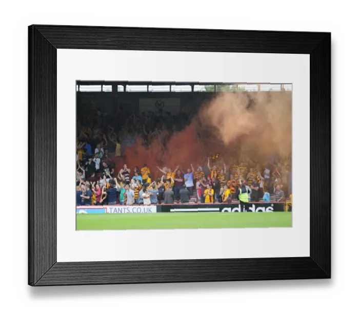 Framed Print : Bradford City Fans Celebrate Equalizer at Ashton Gate: Bristol City vs. Bradford City, Sky Bet League One Framed Print : Bradford City Fans Celebrate Equalizer at Ashton Gate: Bristol City vs. Bradford City, Sky Bet League One