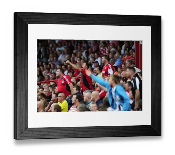 Framed Print : Protest at Ashton Gate: Fans Voice Displeasure Over Refereeing Decisions in Bristol City vs. Bradford City Match, August 2013 Framed Print : Protest at Ashton Gate: Fans Voice Displeasure Over Refereeing Decisions in Bristol City vs. Bradford City Match, August 2013