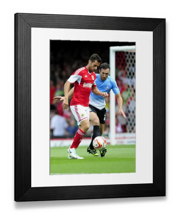 Framed Print : Bristol City's Sam Baldock Fends Off Bradford City's Stephen Darby Pressure in League One Clash at Ashton Gate Framed Print : Bristol City's Sam Baldock Fends Off Bradford City's Stephen Darby Pressure in League One Clash at Ashton Gate