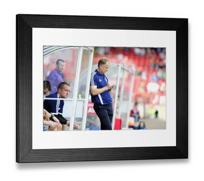 Framed Print : Sean O'Driscoll of Bristol City Taking Notes during Bradford City Match, August 3, 2013