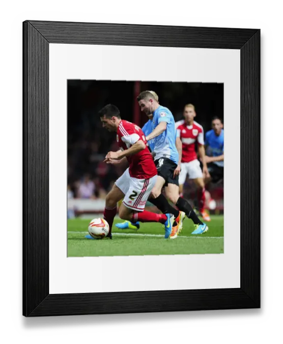 Framed Print : Bristol City vs Bradford City: Tense Moment as Brendon Moloney is Pressured