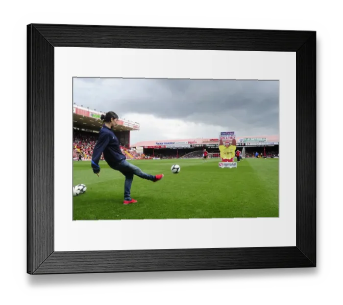 Framed Print : Bristol City vs Bradford City: Natalia Pablos Sanchon Takes on the Through My Belly Challenge at Ashton Gate, 2013 Framed Print : Bristol City vs Bradford City: Natalia Pablos Sanchon Takes on the Through My Belly Challenge at Ashton Gate, 2013