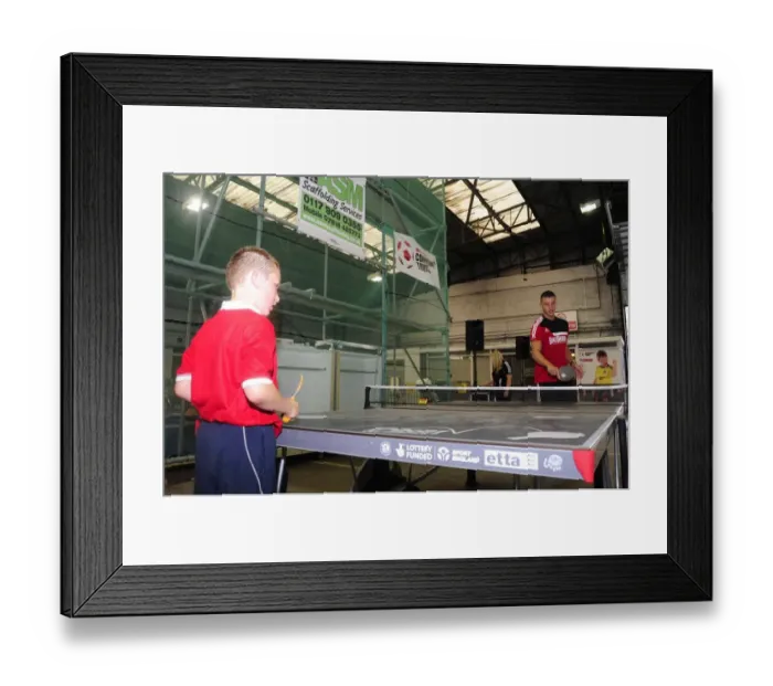 Framed Print : Bristol City's James Wilson Plays Table Tennis with Young Fan at Ashton Gate Framed Print : Bristol City's James Wilson Plays Table Tennis with Young Fan at Ashton Gate