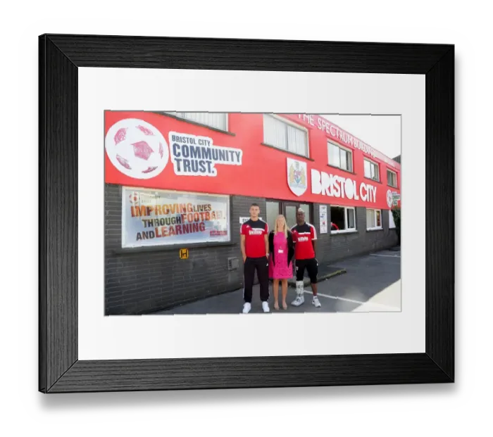 Framed Print : Bristol City FC: James Wilson, Amy Kingston, Toby Ajala Outside Ashton Gate - Bradford City Clash (Sky Bet League One)