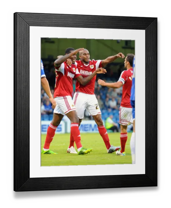 Framed Print : Bristol City's Sam Baldock Celebrates Goal Against Gillingham in Capital One Cup First Round Framed Print : Bristol City's Sam Baldock Celebrates Goal Against Gillingham in Capital One Cup First Round