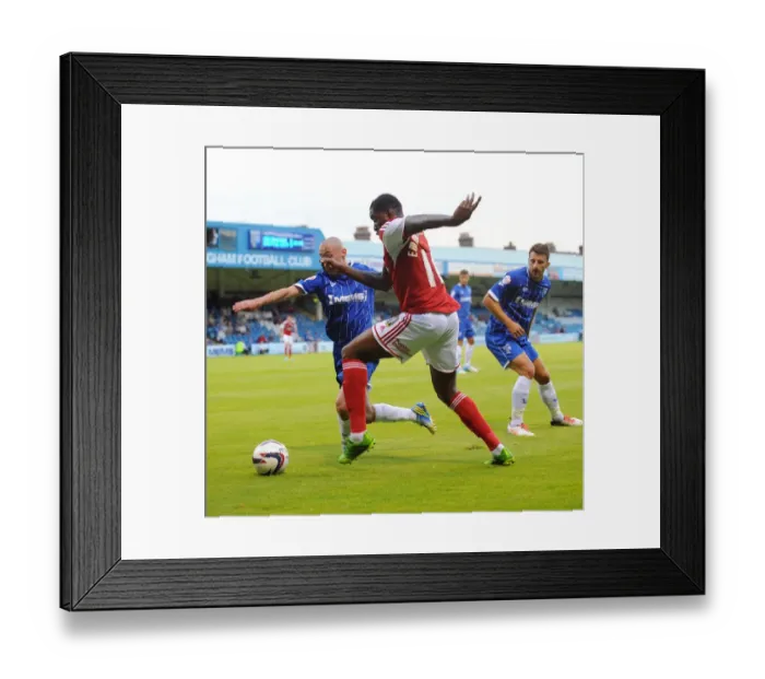 Framed Print : Bristol City's Jay Emmanuel-Thomas Scores Opening Goal Against Gillingham in Capital One Cup Framed Print : Bristol City's Jay Emmanuel-Thomas Scores Opening Goal Against Gillingham in Capital One Cup