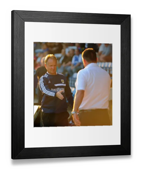 Framed Print : Sean O'Driscoll and Martin Allen Shake Hands Before Gillingham vs. Bristol City Match, 2013