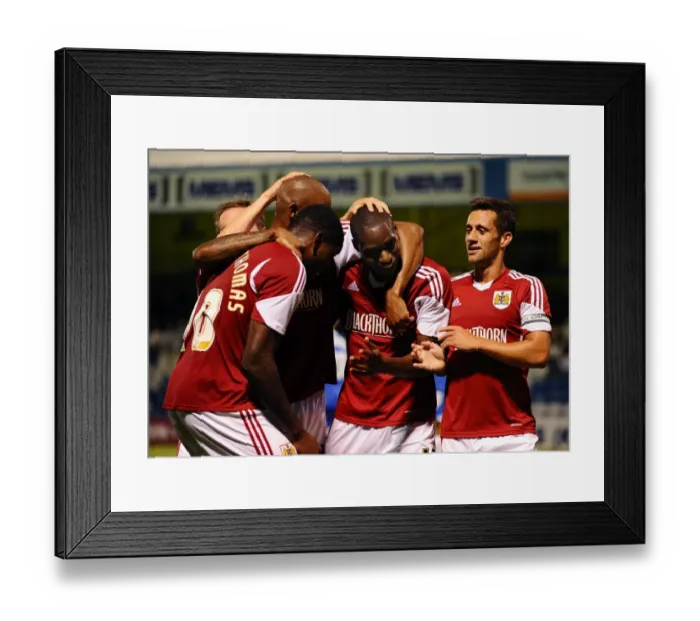 Framed Print : Bristol City Celebrates Jordan Wynter's Goal Against Gillingham in Capital One Cup First Round