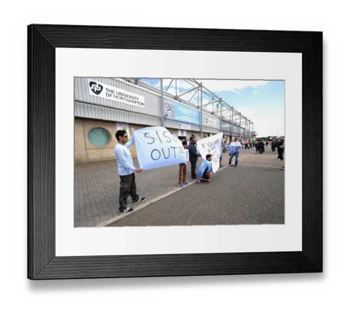 Framed Print : Protesting Coventry Fans Outside Sixfields Stadium During Coventry vs. Bristol City Match