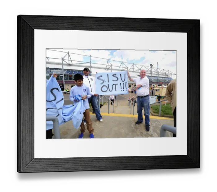 Framed Print : Protesting Coventry Fans Outside Sixfields Stadium During Coventry vs. Bristol City Match Framed Print : Protesting Coventry Fans Outside Sixfields Stadium During Coventry vs. Bristol City Match