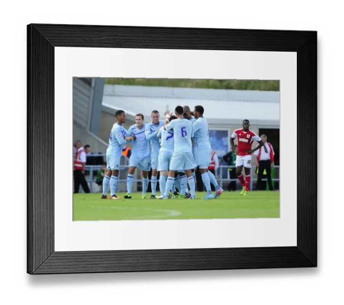 Framed Print : Coventry's Wilson Scores and Celebrates with Team Mates vs. Bristol City (August 11, 2013)